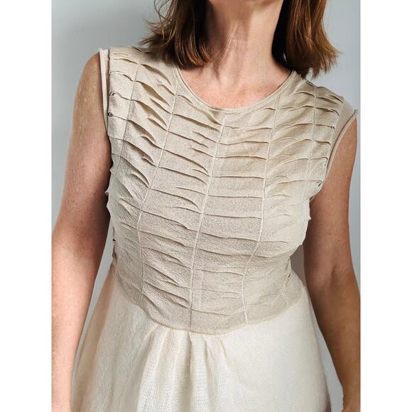 Y2K Knit Metallic gold/cream Womens Dress holiday NYE Sparkle Size Large - Picture 8 of 10